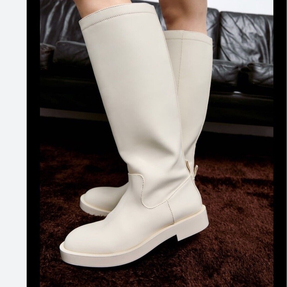 Zara Cream Knee-High Women's Boots